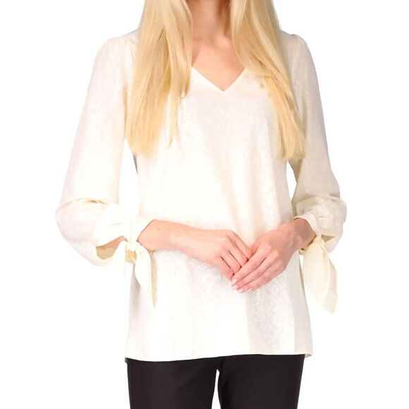 NWT Michael Kors Solid Satin Tie Blouse Top size XS - Picture 1 of 8